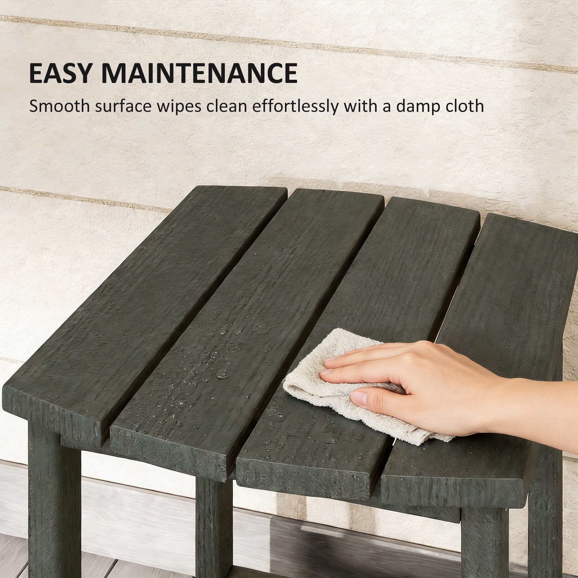 Outsunny Outdoor Side Table, Garden Coffee Table, All-Weather Adirondack Side Table for Garden, Beach, Indoor Outdoor, Grey 