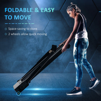 HOMCOM Folding Treadmill, 1.85HP Installation-Free Walking Jogging Running Machine, 12KM/H with 12 Pre-Programs and LED Display for Home Gym Office 