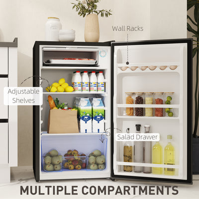 HOMCOM 91L Freestanding Under-Counter Fridge with Lock - Black 