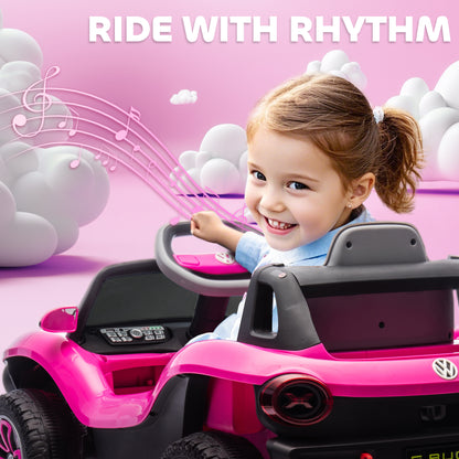 AIYAPLAY Volkswagen Licensed Kids Electric Car with Remote Control for Ages 3-6 Years, Pink