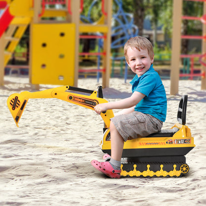 HOMCOM Ride On Excavator Toy Tractors Digger Movable Walker Construction Truck 3 Years 