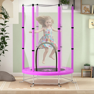 AIYAPLAY 4.6ft Toddler Trampoline w/ Safety Enclosure Net, for Indoor Outdoor Use, Ages 3-6 Years, Purple 