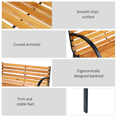 Outsunny Garden Bench, 122Lx60Wx80H cm-Steel/Wood 