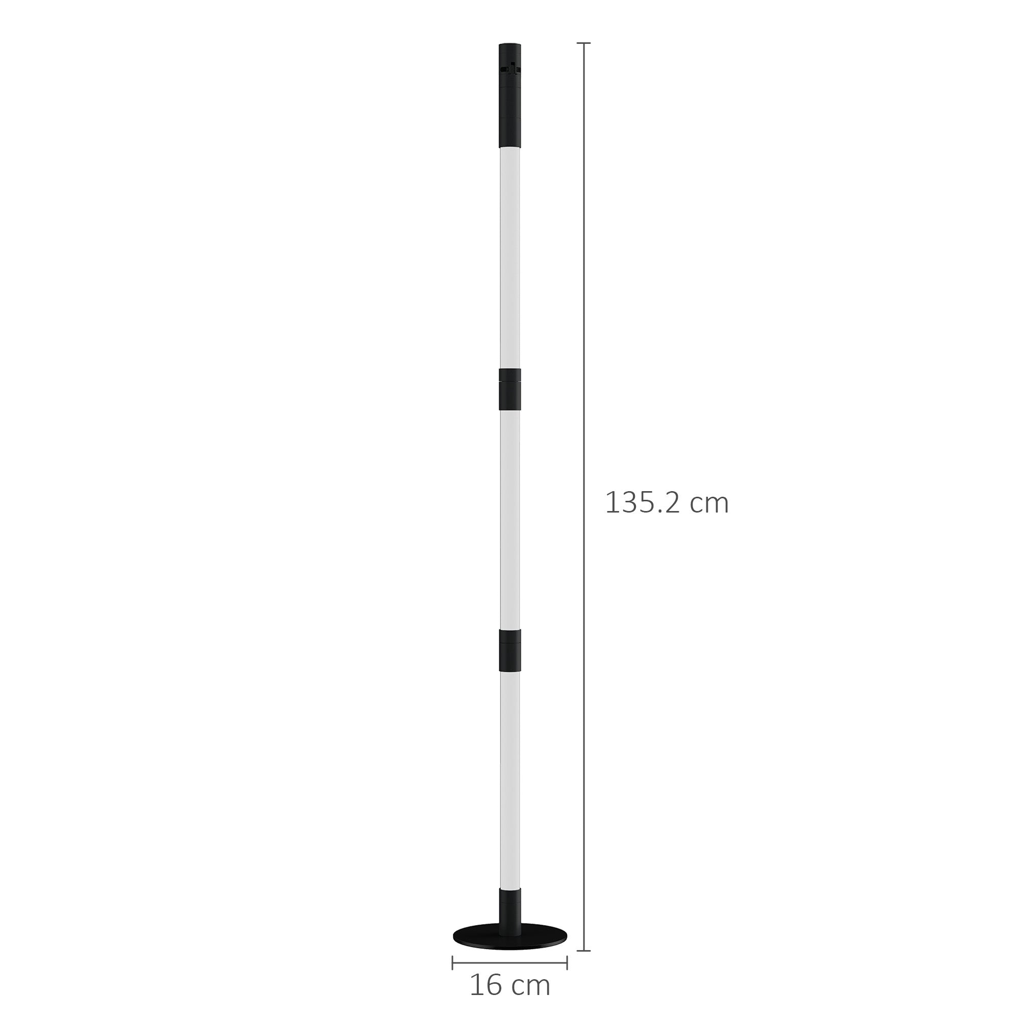 HOMCOM LED Floor Lamp with Reading Light, 360\'c2\'b0 RGB Detachable Corner Floor Lamp with App & Remote Control, Standing Lamp with Music Sync & Timing, for Living Room, Game Room, Dark Grey