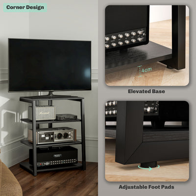 HOMCOM HiFi Stand, with Four Storage Shelves - Black 