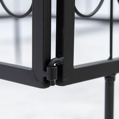 Outsunny Decorative Garden Fencing, 4PCs Outdoor Picket Fence Panels, Rustproof Metal Wire Landscape Flower Bed Border Edging Animal Barrier, Black 