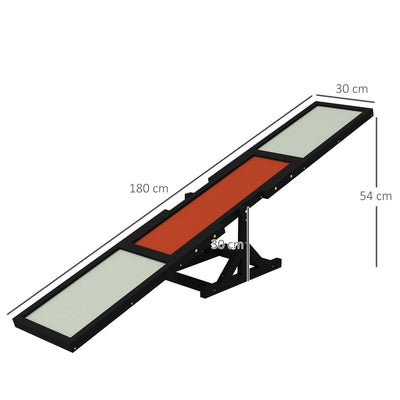 PawHut Wooden Pet Seesaw for Big Dogs, Dog Agility Equipment with Anti-Slip Surface - Black 