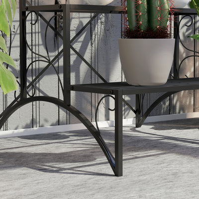 Outsunny Three-Tier Decorative Metal Plant Stand - Black 