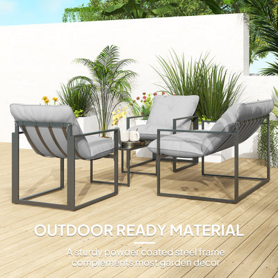 Outsunny Four-Piece Relaxed Back Garden Dining Set - Black/Light Grey 