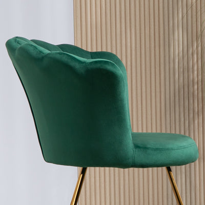 HOMCOM Velvet-Feel Lotus Petal Accent Chair - Green 
