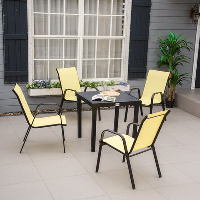 Outsunny Set of Four Stackable Mesh Seat Chairs - Beige 