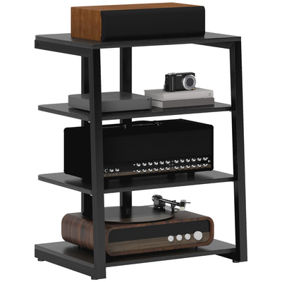 HOMCOM HiFi Stand, with Four Storage Shelves - Black 