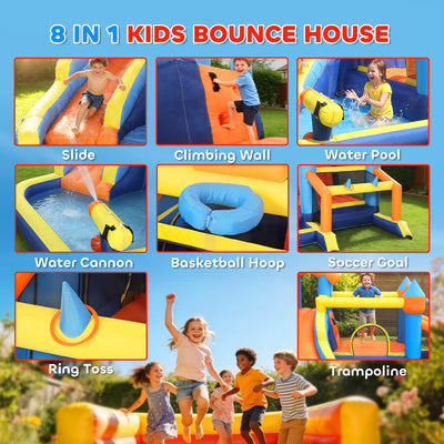 AIYAPLAY Bouncy Castle for Kids, Inflatable Bounce House with Slide, Pool (Ball Pit), Climbing Wall and Blower for Outdoor 