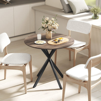 HOMCOM 80cm Industrial Round Dining Table - Brown 