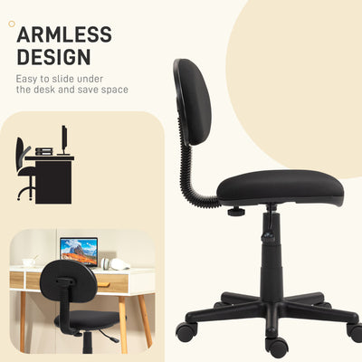 HOMCOM Small Armless Office Chair - Black 