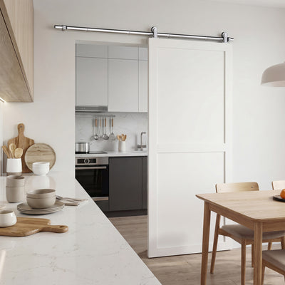 HOMCOM Sliding Door Hardware Kit Smooth Quiet 304 Stainless Steel for 200cm Track Sliver Tone 