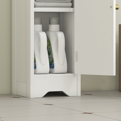 HOMCOM Small Bathroom Storage Cabinet with Toilet Roll Holder - White 
