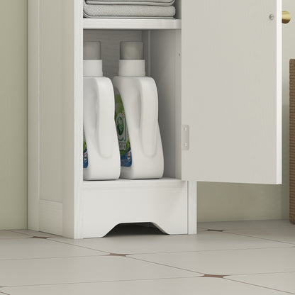HOMCOM Small Bathroom Storage Cabinet with Toilet Roll Holder - White