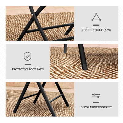 Outsunny 3 Pieces Outdoor Bistro Set, Glass Top Outdoor Table and 2 Folding Chairs with Protecting Feet, Black 