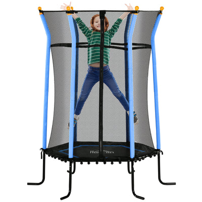 HOMCOM Kids Trampoline Mini Bouncer with Enclosure Safety Net For Ages 3-10 Years - Blue 
