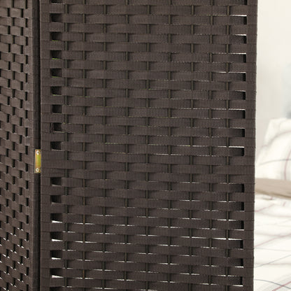 HOMCOM 4 Panel Folding Room Divider, Freestanding Privacy Screen for Living Room, Bedroom and Office, 160 x 170cm, Brown