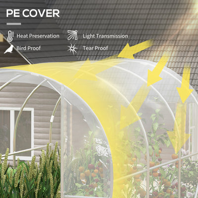 Outsunny Polytunnel Greenhouse Walk-in Grow House with PE Cover, Door and Galvanised Steel Frame, 3 x 2 x 2m, Clear 
