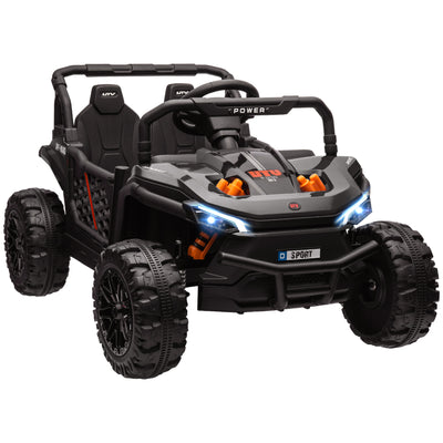 AIYAPLAY 12V Battery Powered Ride on Truck w/ Remote, Four Suspension Wheels, Horn, Lights, Music, USB, for Ages 3-5 Years, Black 