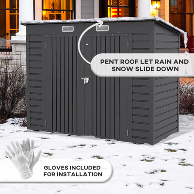 Outsunny 3.7 x 7.9ft Galvanised Steel Shed, with Latched Door and Padlock - Grey 