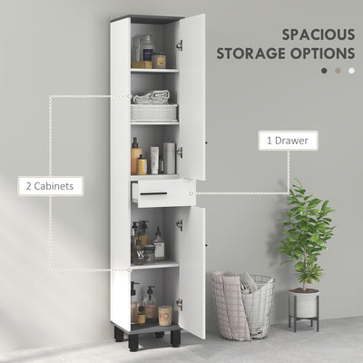 HOMCOM 190cm Slim Bathroom Storage Cabinet - White 