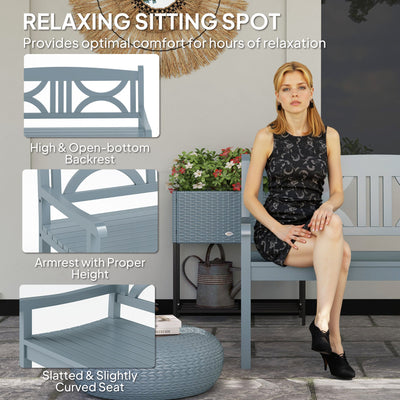 Outsunny 2-Seater Wooden Garden Bench Outdoor Patio Loveseat for Porch, Grey 