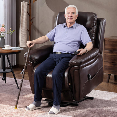 HOMCOM Power Lift Recliner Chair with Vibration Massage, Heat, USB - Brown 