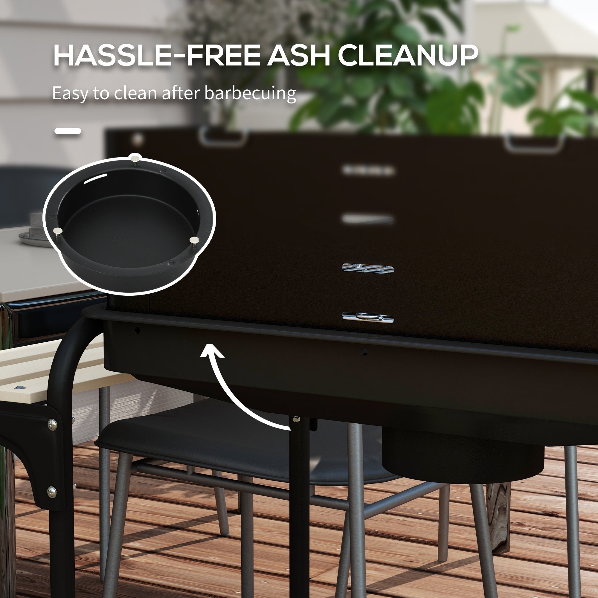 Outsunny Charcoal Barbecue Grill with Adjustable Grill Height, Portable BBQ Trolley with Ash Catcher and Wheels for Outdoor Garden Party Cooking, Black 