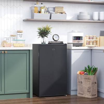 HOMCOM 91 Litre Freestanding Under Counter Fridge Freezer, Small Fridge with Chiller Box, Adjustable Thermostat, 47.5cm Wide, Black 