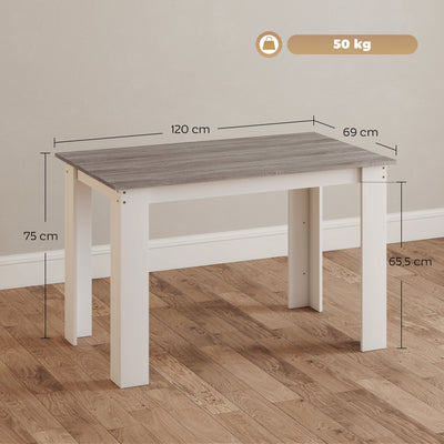 HOMCOM Dining Table for 4-6 People, Kitchen Table with Wood Effect for Dining Room, Grey 