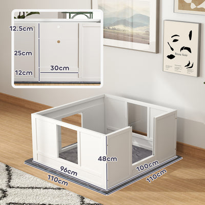 PawHut Whelping Box for Dogs with Whelping Pad, Adjustable Entrance, Non-slip Foot Pads, for Medium Dogs, 100 x 96cm 