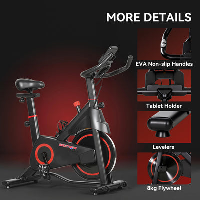 SPORTNOW Exercise Bike, Stationary Bike with Adjustable Magnetic Resistance, Indoor Cycling Equipment with LCD Display 
