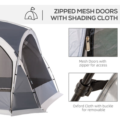 Outsunny Dome Tent for 6-8 Person, Camping Tent with 4 Zipped Mesh Doors, Removable Oxford Cloth, Lamp Hook, Portable Carry Bag, White and Grey 