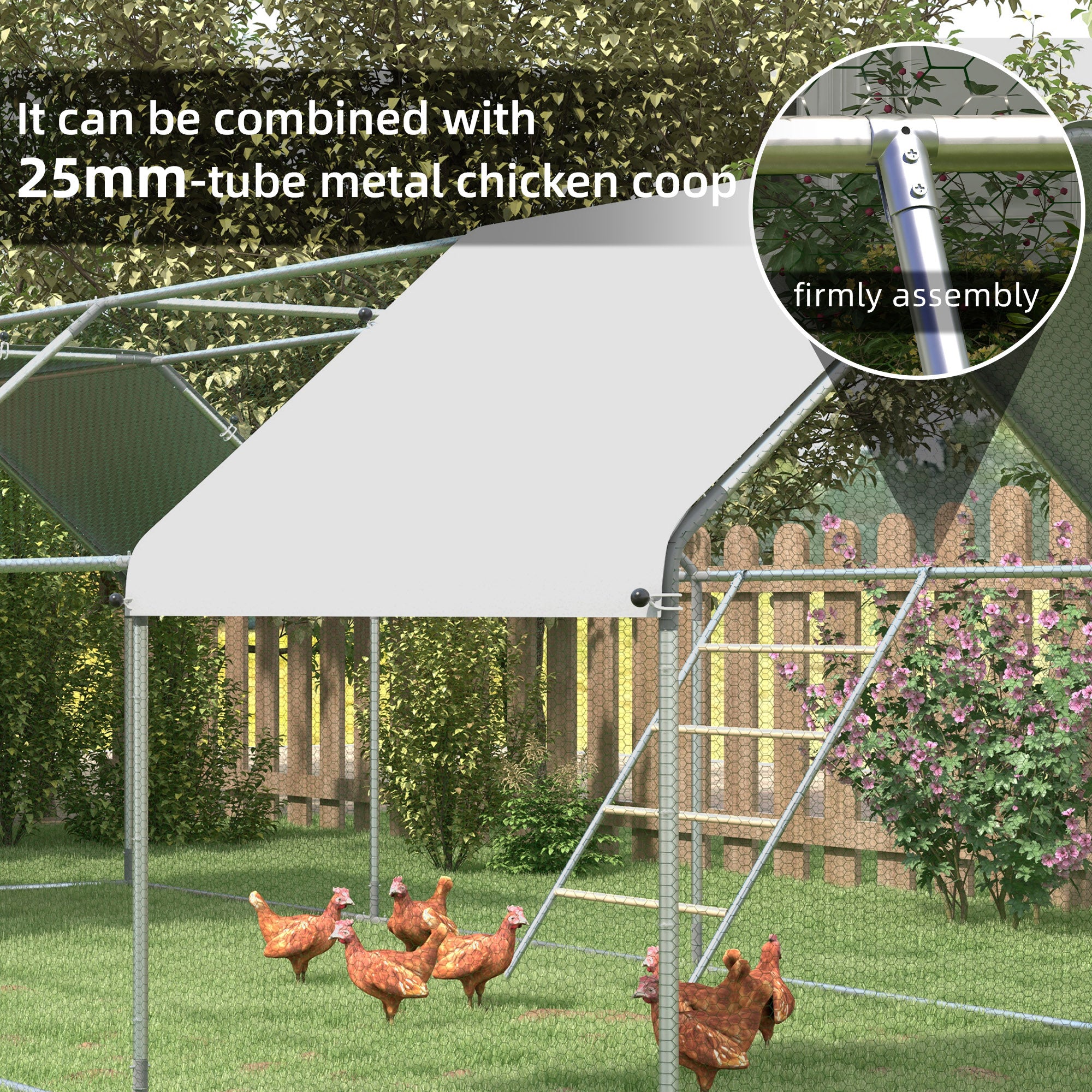 PawHut Chicken Perch for Coop, Wooden and Galvanised Steel Roosting Bar Jungle Gym, Chicken Roosting Ladder for Backyard Farm 