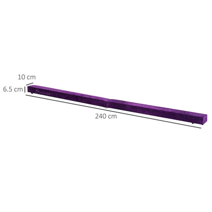 HOMCOM 2.4M 8FT Gymnastics Folding Balance Beam Home Gym Training Exercise Sports - Purple 