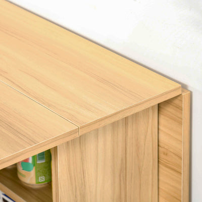 HOMCOM Folding Dining Table, Drop Leaf Table for Small Spaces, Foldable Rectangular Tabletop with Storage Shelves for Kitchen, Dining Room, Teak 