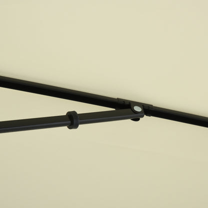 Outsunny Garden Parasol Umbrella, Outdoor Market Table Umbrella with Ruffles & Aluminium Pole, Rectangular Tilting Parasol Sun Shade Canopy, 2 x 1.3m, Cream White 