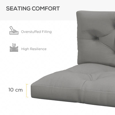 Outsunny 2 Seater Pallet Seat Cushions Back Pillows Replacement, Patio Chair Cushions Set for Indoor Outdoor, Light Grey 