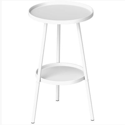 Outsunny Two-Tier Metal Garden Table - White 
