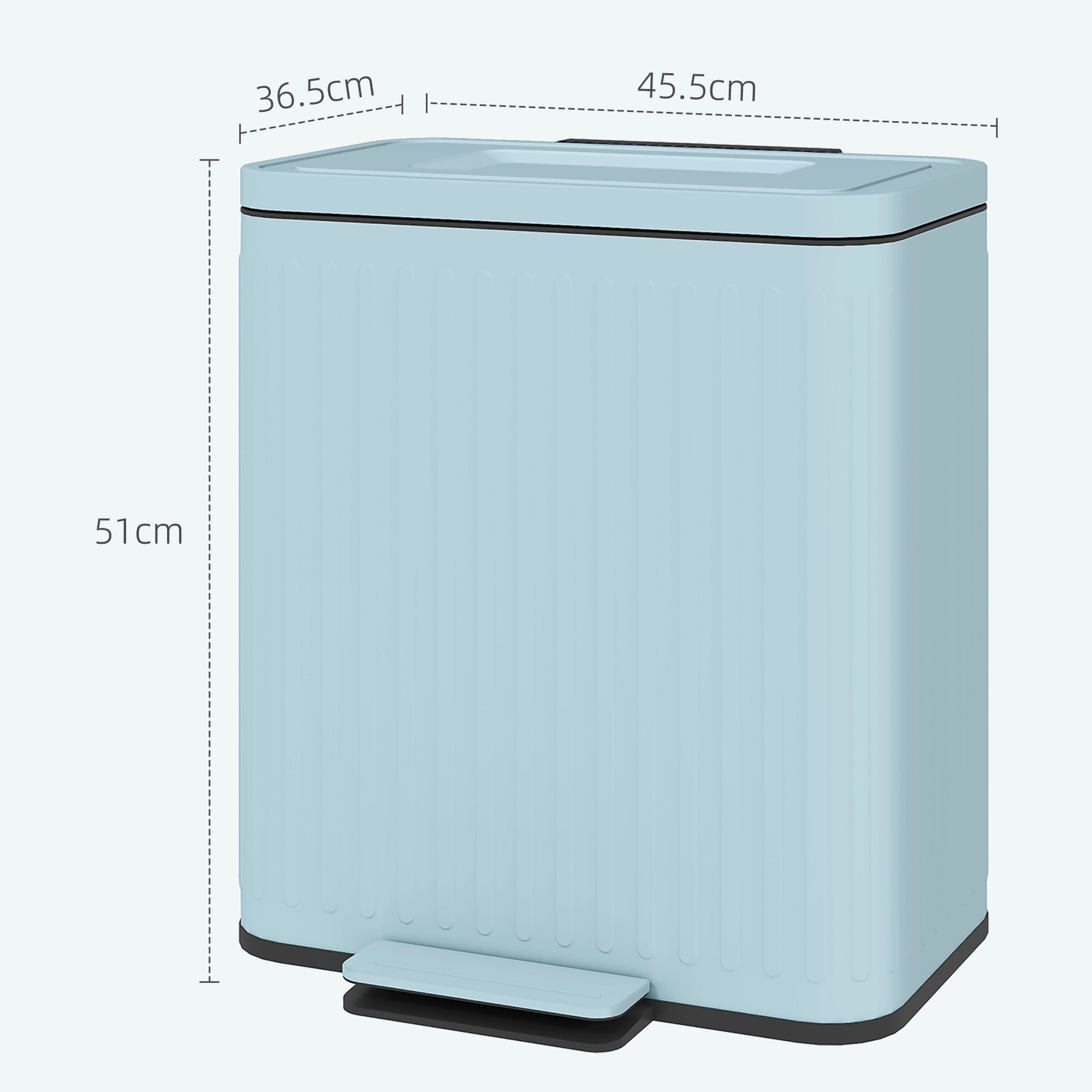 HOMCOM Dual Kitchen Bin, 2 x 20L Double Bin for Recycling and Waste, Fingerprint-proof Pedal Bin with Soft-Close Lid, Removable Inner Buckets, Light Green 