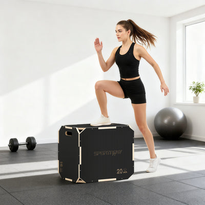 SPORTNOW Non-Slip Plyo Box, Corner-free Wooden Jump Box, 41 x 61 x 51 cm 
