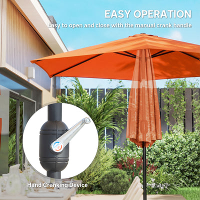 Outsunny 2.6 m Garden Parasol Umbrella with Aluminium Pole, Outdoor Patio Umbrella with Tilt and Crank, Vent, Orange 