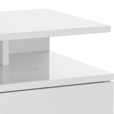 HOMCOM Set of Two Floating High Gloss Bedside Tables - White 