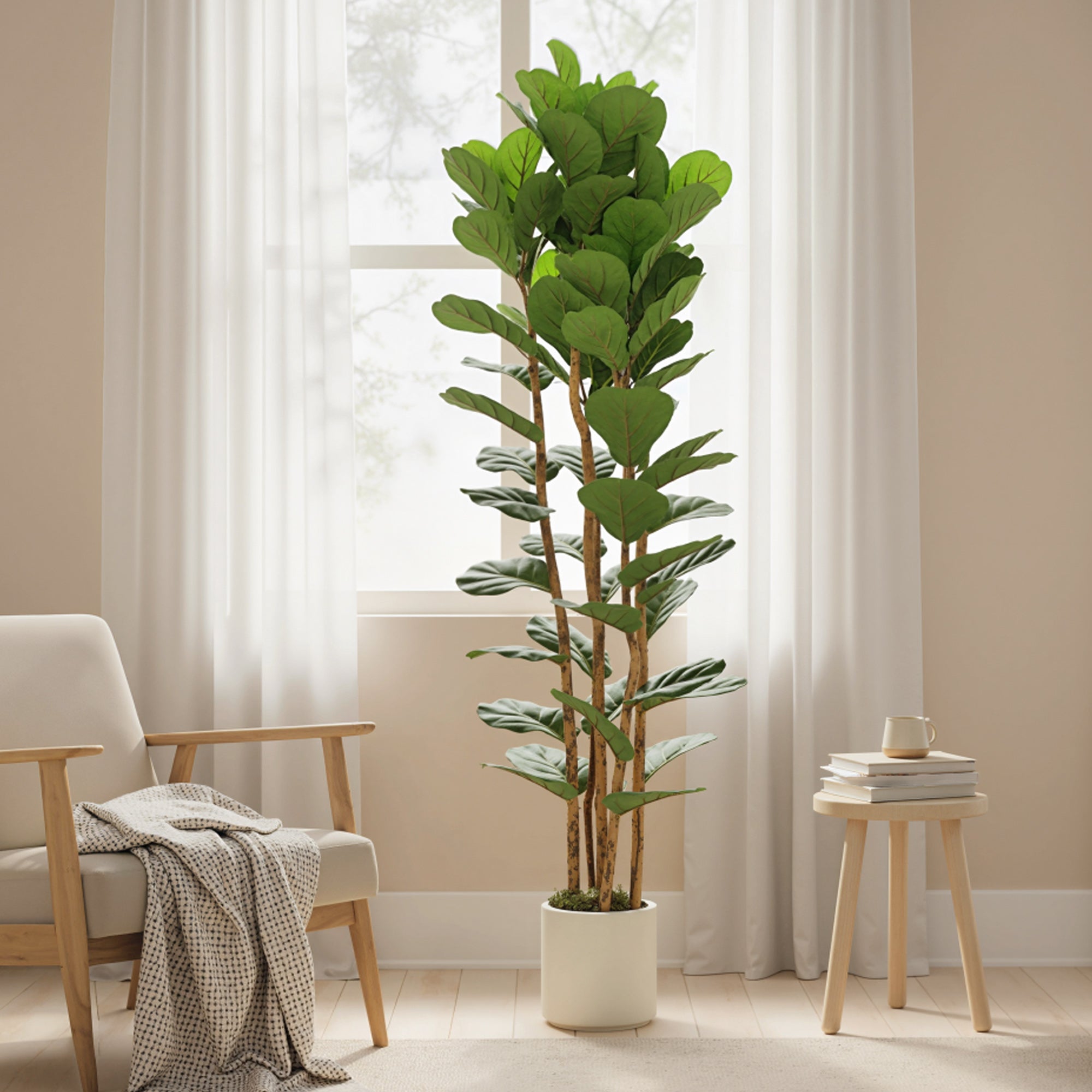 HOMCOM 180cm Artificial Fiddle Leaf Fig Tree - Green 