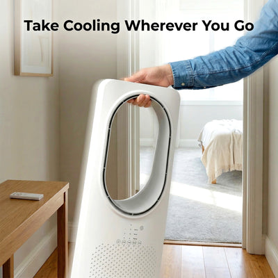 HOMCOM Bladeless Tower Fan for Bedroom, 36dB Standing Cooling Fan with Oscillating, 3 Speeds, 3 Modes, 15H Timer, White 