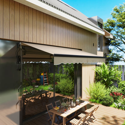 Outsunny 3.5 x 3m Electric/Manual Awning, with Remote - Beige 